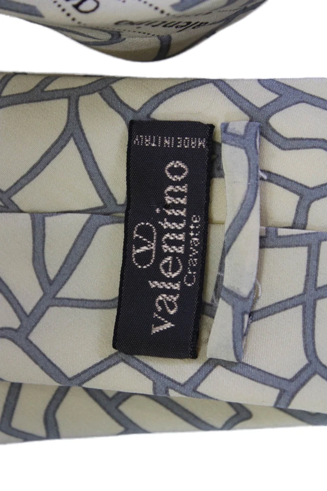 Corbata clásica con estampado abstracto de seda amarilla Valentino para hombre talla OS Foto 3 de 4