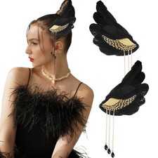 Feather Angel Wings Hair Clips Feather Rhinestone Tassel Hairpin Halloween Sw...