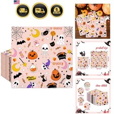 Halloween Paper Napkins - 50Pack, 2-Ply Cartoon Ghost Pumpkin Spider Web Lu...