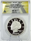 1998-2008 NORFED $50 10th Anniversary - ANACS PF67 - Rare 1 oz .999 Fine Silver