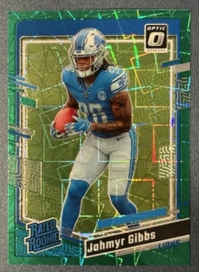 2023 Panini Donruss Optic - Rated Rookie Jahmyr Gibbs #236 Green Velocity Prizm