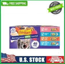 Friskies Pate, Soft Seafood and Chicken Variety, Wet Cat Food, 5.5 oz Can, 48 Ct