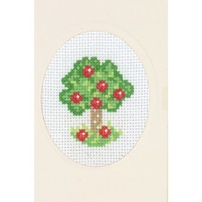 Permin Kreuzstich Stickpackung Grußkarte "Apfelbaum", Zählmuster, 9x13cm