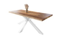 Esstisch Baumkante Massiv Mango Rough 180 X 90 Spider-Gestell Weiß Atlas