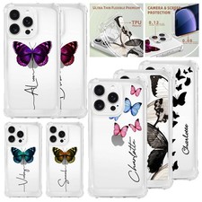 For iPhone 17 16 15 14 13 12 Gorgeous Butterfly Custom Shockproof TPU Case Cover