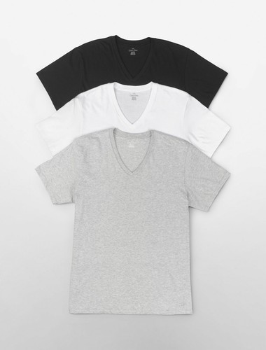 3 Pack CLASSIC FIT Calvin Klein Mens V Neck Crew Neck T Shirt Tee New ...