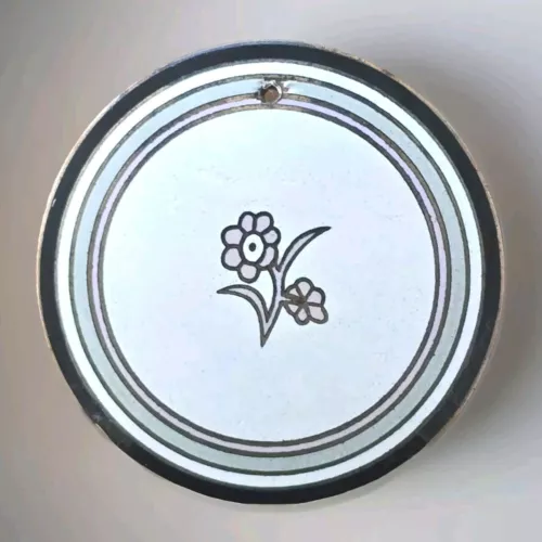Very Scarce Art Nouveau Wiener Werkstatte White Enamel Flower Design Brooch