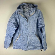 Stearns Vintage Blue Packable Hooded Zip Rain Jacket Women's Medium