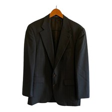 Chaps Ralph Lauren Men  s Blazer Jacket 40R Gray Virgin Wool Pinstripes Vintage