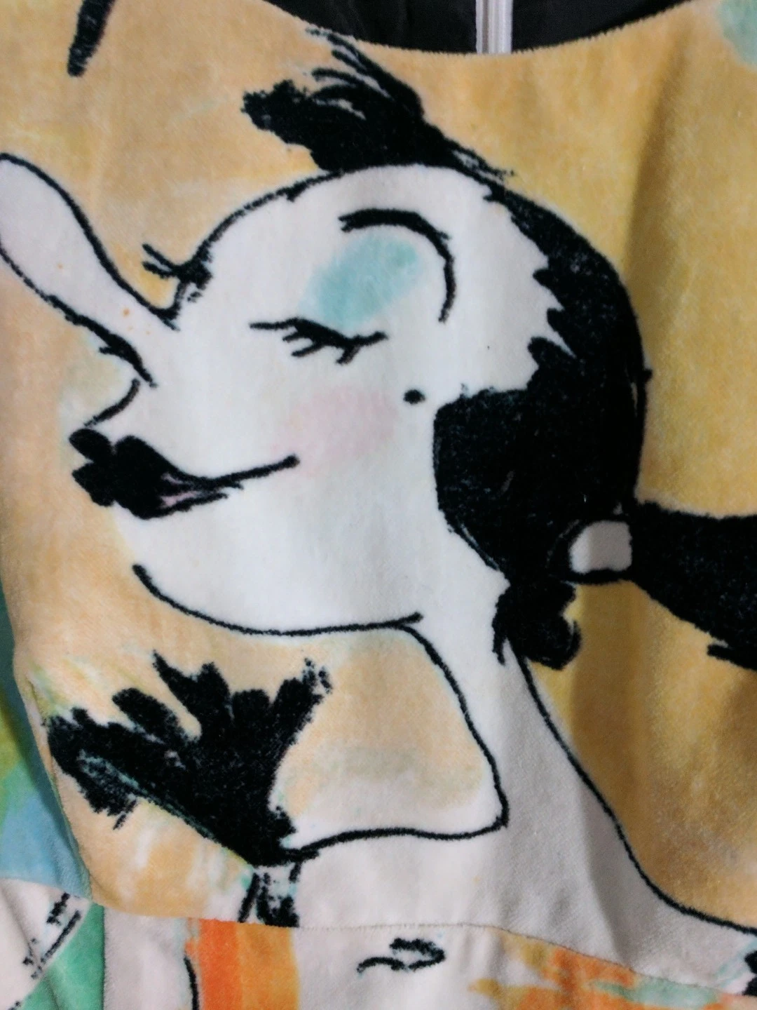 Abito Moschino economico e chic archivio vintage Popeye oliva oil velluto feltro