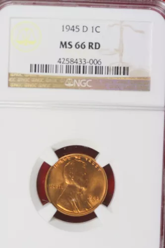 1945-D NGC MS66 RED Lincoln Wheat Cent!! #E1054*