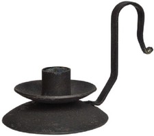 NEW Primitive BLACK Taper Candle HOLDER Distressed with Handle IRON Country 4"D