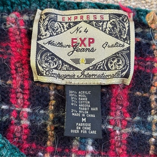 Maglione donna vintage Express patchwork lana taglia M ricamo Grandmacore eccentrico - Foto 3 di 11