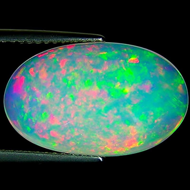 5.17 Ct IGI Certified Natural Ethiopian Opal Multi Color Oval Cabochon Cut