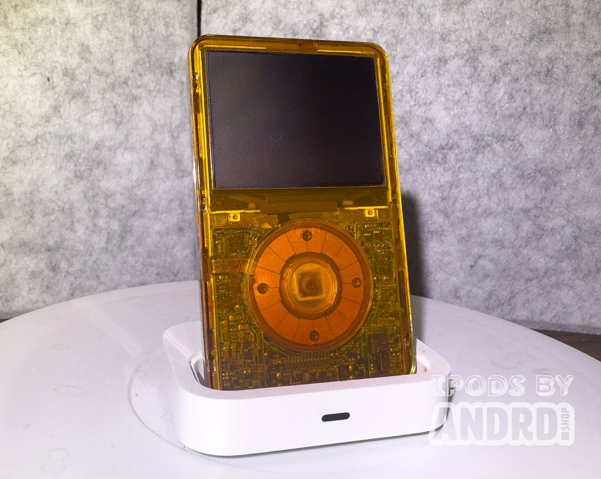 Custom Transparent Orange on Stainless iPod 5.5 Gen - 1TB, Taptic