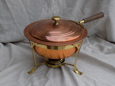 Vintage Tiel Daalderop Copper Chafing Pot Dish w/ Pan, Burner, Stand & Lid