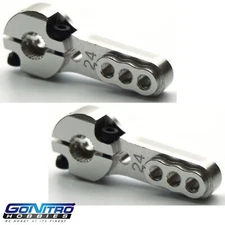 Go Nitro Hobbies 24T 3 Hole Aluminum Heavy Duty Servo Arm 2 Silver Hitec