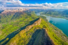 Landscape river mountains tilt shift france clouds Custom Gaming Mat Desk