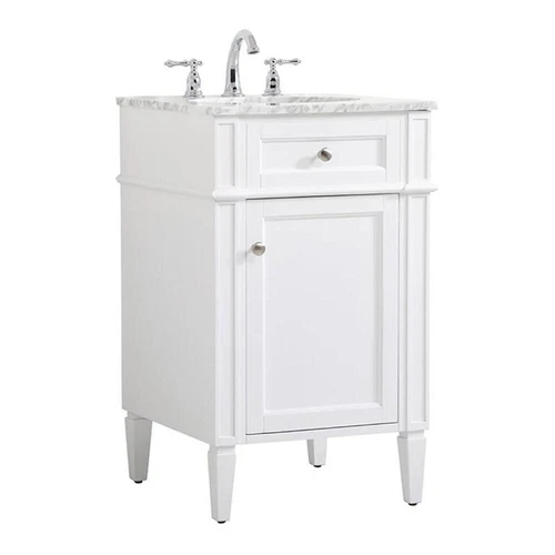 Elegant Decor Park Avenue 21" Metal MDF Marble Single Bathroom Vanity in White - Picture 1 of 8
