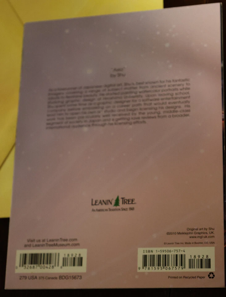 "Axia" by Shu a fairy playing a violin birthday card 2010 - Image 3 of 4