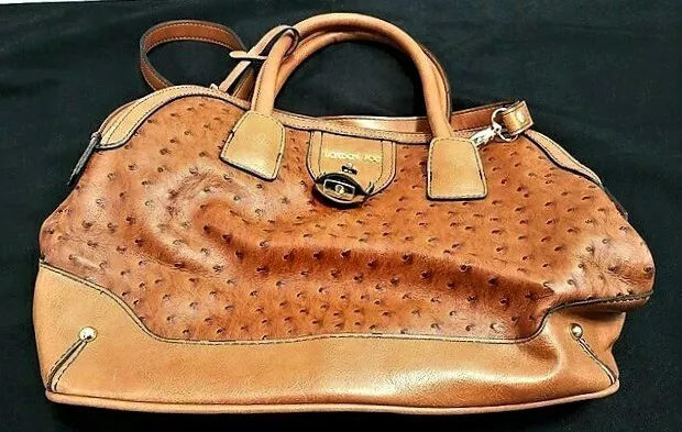 London Fog Brand Women s Overnight Bag Ostrich Pattern Leather Tan