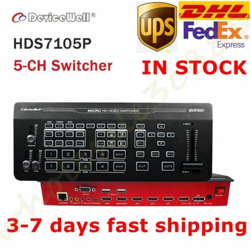DHL Devicewell HDS7105P Video 5-CH HD Video Switcher Multi-view Streaming 4*HDMI