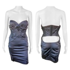 Gucci F/W 2005 Bustier Corset Cutout Back Silk Mini Dress