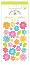 Crafts Doodlebug Sprinkles Puffy Bright Bouquet Flowers Leaves Center Dots Pink