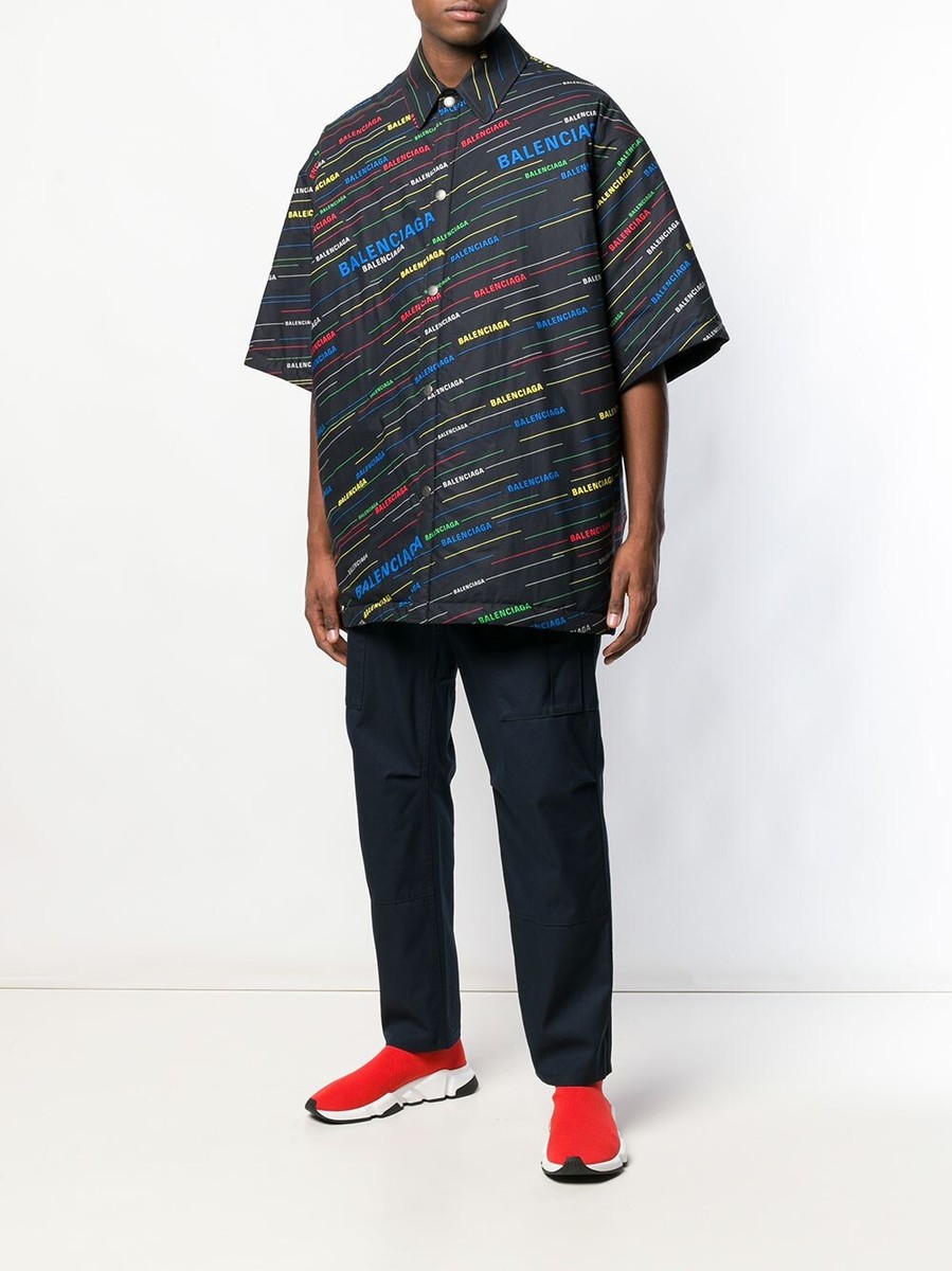 Balenciaga Logo Printed padded short sleeve shirt Jacket Us Balenciaga Logo Printed padded short sleeve shirt Jacket Us