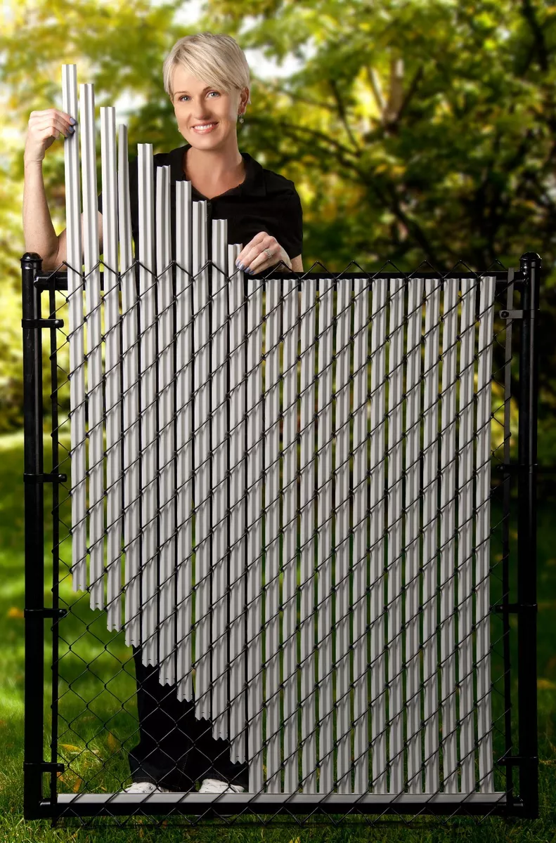 Chain Link Gray Single Wall Ridged Privacy Slat For 8ft High