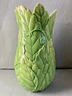 Fitz and Floyd Classics Leaf Leaves Green Ceramic Vase 10.5" Tall