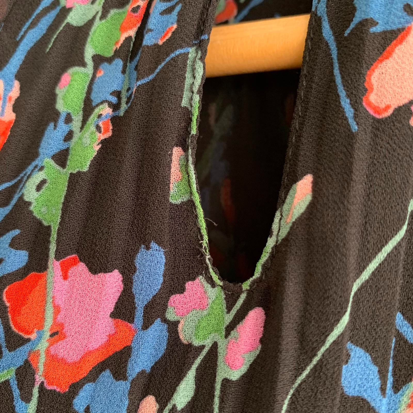 Zara - Black floral pleated chiffon swing dress s… - image 5