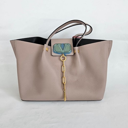 Valentino Garavani VLogo Escape Leather Tote Nude Beige Women's Bag