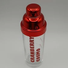 Cranberry Cosmo Glass Cocktail Shaker Mixer Strainer with Recipe Measuring Lines