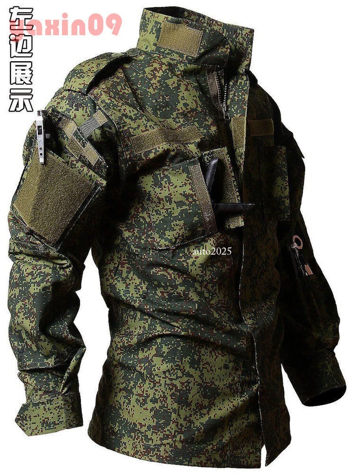 2pc Camo Jacket Military Uniform Hunting Set Outfit Coat Top Pants Security Army - Image 4 of 4