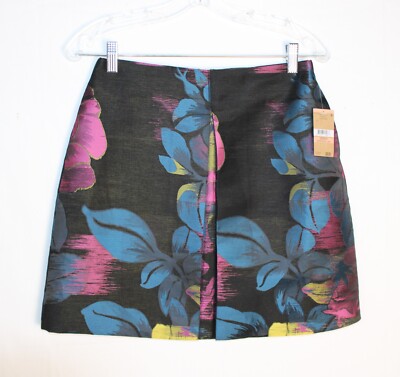 Rachel Roy Women s A-Line Skirt Size 2 NWT Black Floral Pink Blue Zip Back