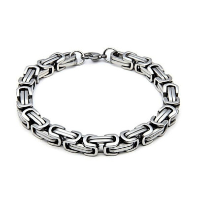 14CM - 28CM KÖNIGSKETTE ARMBAND SILBER EDELSTAHL PANZERKETTE BYZANTINER ARMKETTE