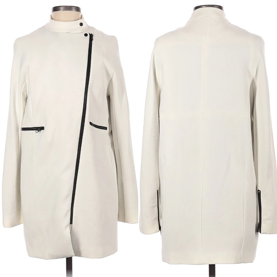 Jaqueta ASOS Warehouse marfim branca assimétrica com zíper 4 P - Imagem 2 de 4