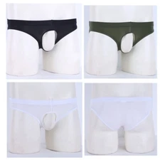 Men's Bikini Thongs Stretchy Briefs Panties Open Front Underwear Jockstrap