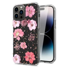Reiko Pressed Dried Flower Design Phone Case for iPhone 14 Pro in Pink