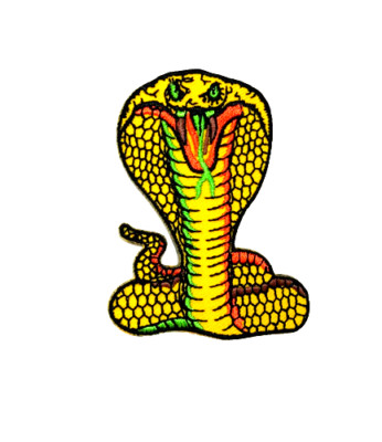 Golden King Cobra Snake Patch Embroidery Design Small 2 x 3 Inch Size Gold Naja