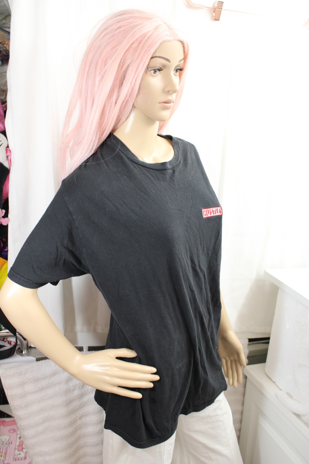 Women's Red Hustle Patch Black Basic Crew Neck Sh… - image 2