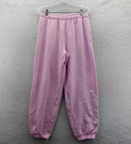 Victorias Secret Medium Ivy Fleece Campus Sweatpants Pink Jogger Tapered Leg New