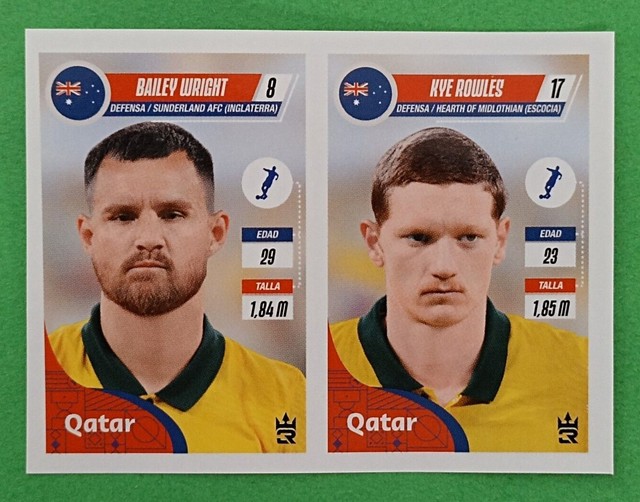 2022 3R Qatar World Cup FIFA  #181 BAILEY WRIGHT, KYE ROWLES Australia Sticker