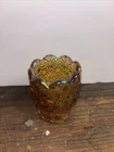Vintage FENTON Daisy & Button Toothpick Holder MCM Iridescent Amber Free Ship