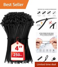 Reliable 18 lb Tensile Strength 250PCS Self-Locking Cable Ties - 4 Inch Black