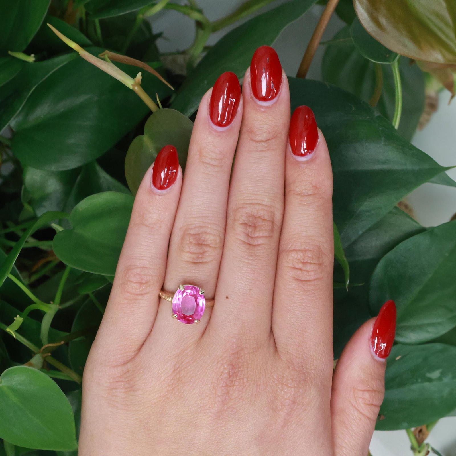 Oval Cut Ruby Solitaire Ring 10K Yellow Gold 6.75… - image 2