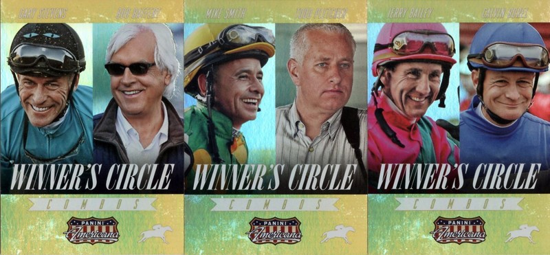2015 PANINI AMERICANA: Lot of THREE (3) Winner's Circle Combos Gold insert cards