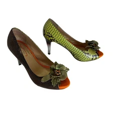 POETIC LICENCE "Faithfully Yours" (39/8M) Snakeskin Stilettos Peep-Toe Heels