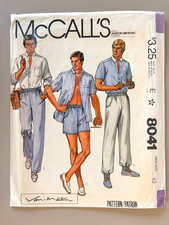 Chemise, pantalon, short homme McCall's années 1980 motif Van Martin 8041 taille 42 UNCUT